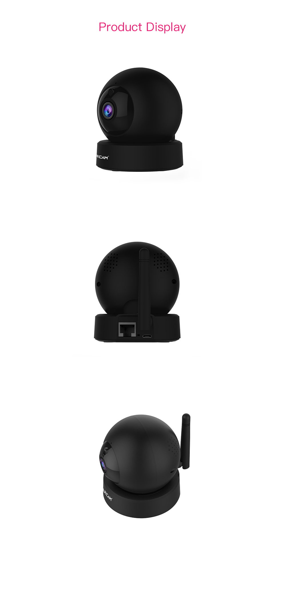 Vstarcam G43S 1080P 2MP Wifi IP Camera Home Security IR-Cut Night Vision Baby Monitor - Black UK Plug
