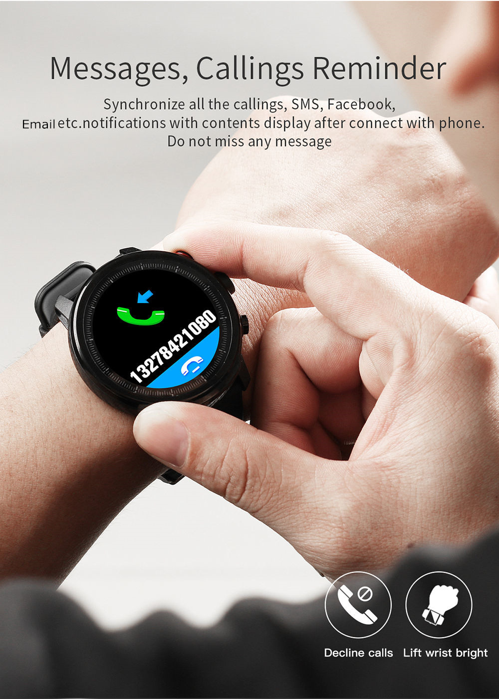 Makibes L5 Smart Watch 1.3 Inch Touch Screen Heart Rate Sleep Monitor IP68 Waterproof Multi-sports Modes - Red