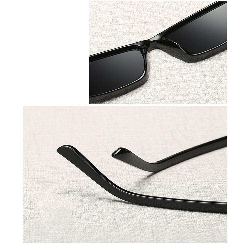 S17072 Women Vintage Sunglasses Owl Rectangle Narrow Small Frame Retro Lens - Black