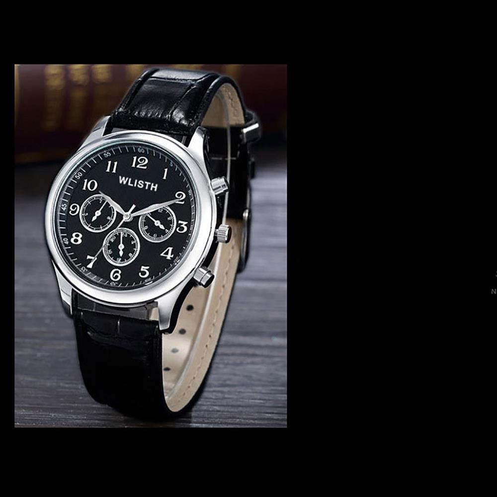 WLISTH P603 Men Casual Business Quartz Wrist Watch PU Leather Strap - Brown + Black