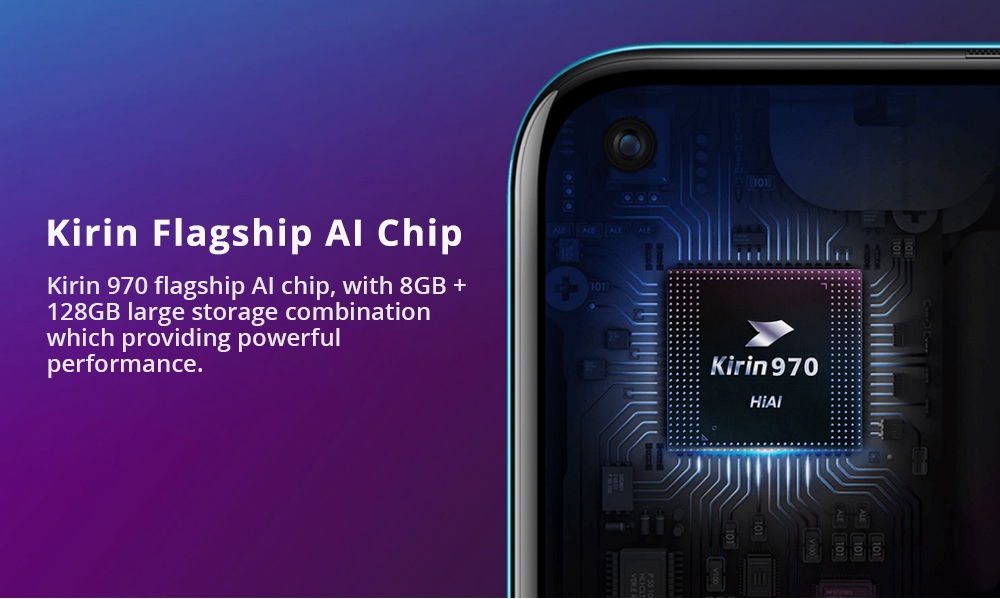 HUAWEI Nova 4 6.4 Inch Hole-punch Display 4G LTE Smartphone Kirin 970 8GB 128GB 20.0MP+16.0MP+2.0MP Triple Rear Cameras Android 9.0 Touch ID Type-C - Blue