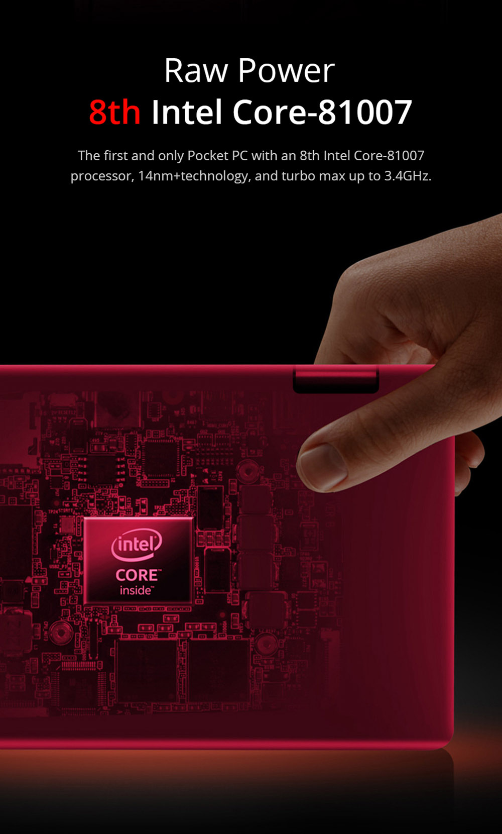 One Netbook One Mix 2S Yoga Pocket Laptop Intel Core M3-8100Y Dual Core Touch ID 7" IPS Screen 1920*1200 Windows 10 8GB DDR3 512GB PCI-E SSD - Red