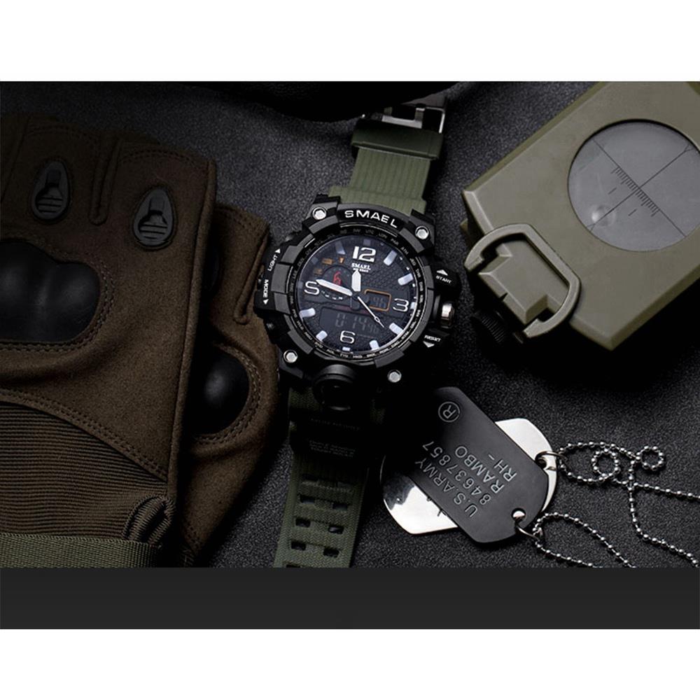 SMAEL SL1545 Men Casual Digital Quartz Sports Wrist Watch - Black + Gray