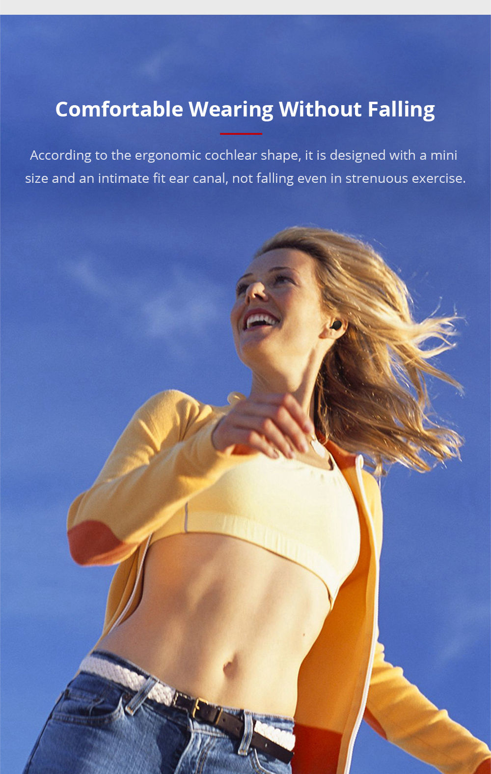 VR SHINECON Bluetooth Portable Earbuds Noise Reduction - Red