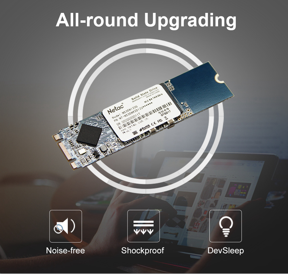 Netac N535N 120GB SSD M.2 2280 SATA 6Gb/s Interface Solid State Drive Reading Speed 420MB/s - Marble Blue