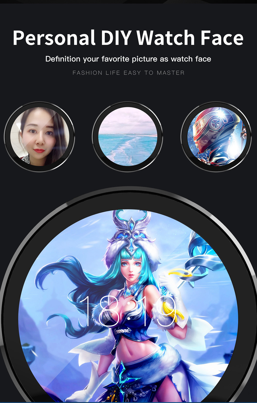 Makibes L6 Smart Watch 1.22 Inch Touch Screen Heart Rate Sleep Monitor IP68 Waterproof Multi-sports Modes Metal Band - Black