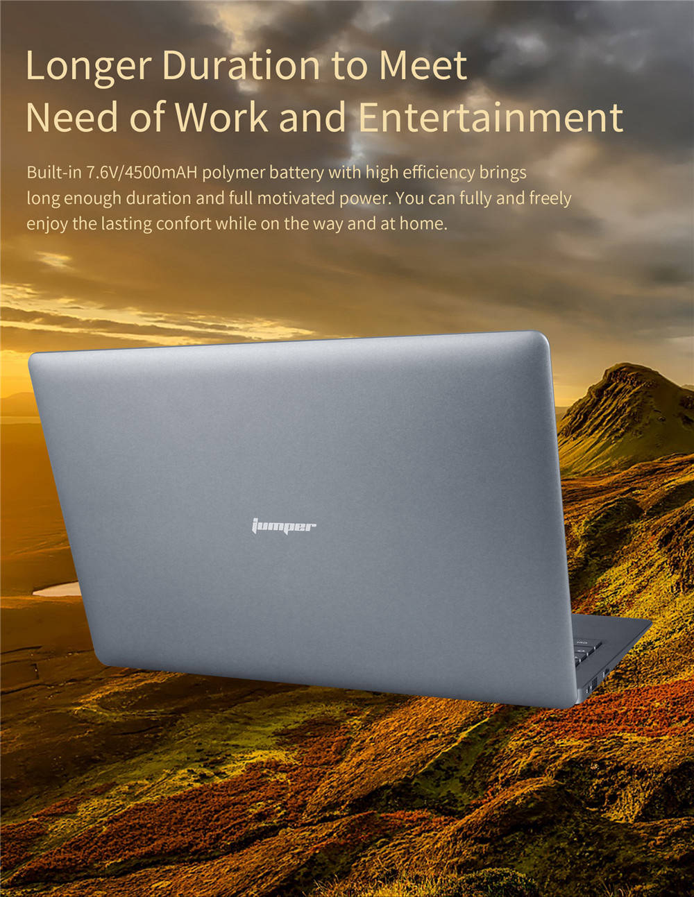 Jumper EZbook X3 Laptop Intel Apollo Lake N3350 Quad Core 13.3 Inch IPS FHD 1920*1080 Windows 10 6GB RAM 64GB ROM - Grey