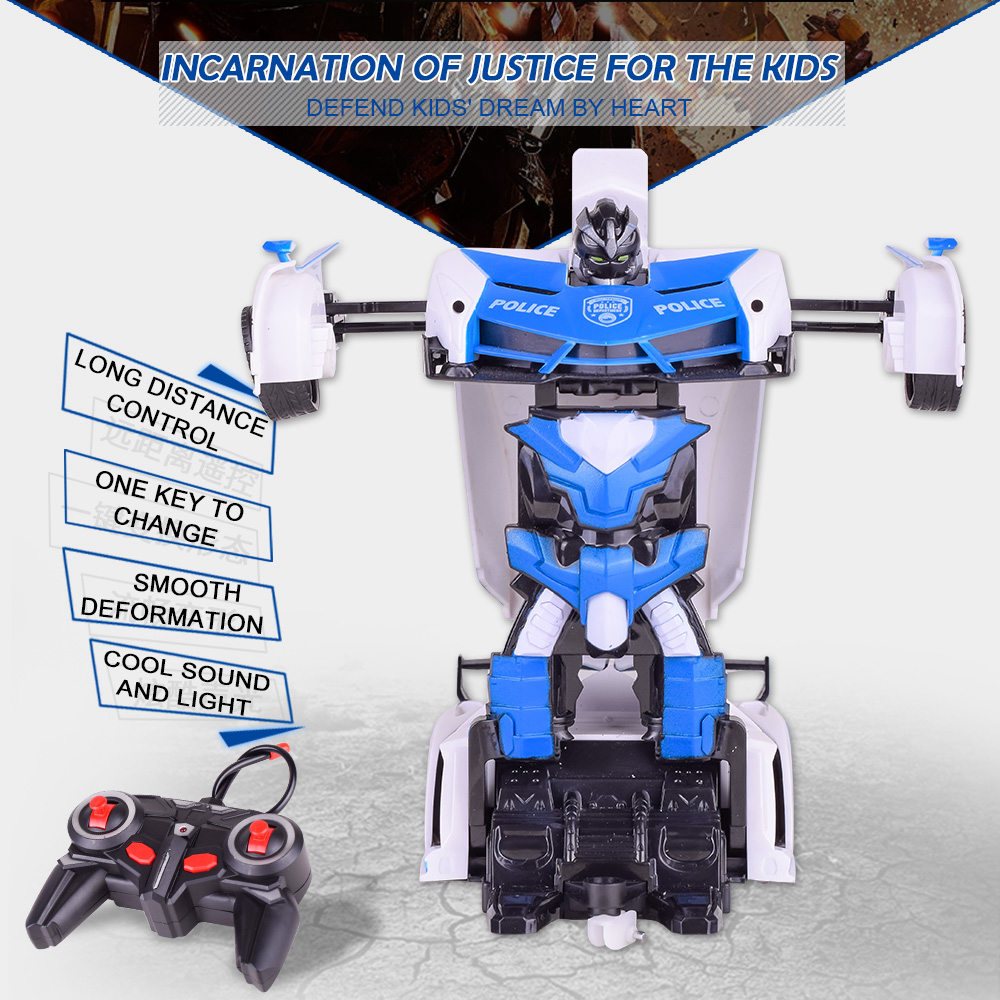 1023 1:18 4CH 2 In 1 Deformation Racing RC Car Transformers Robot RTR - Lamborghini Police