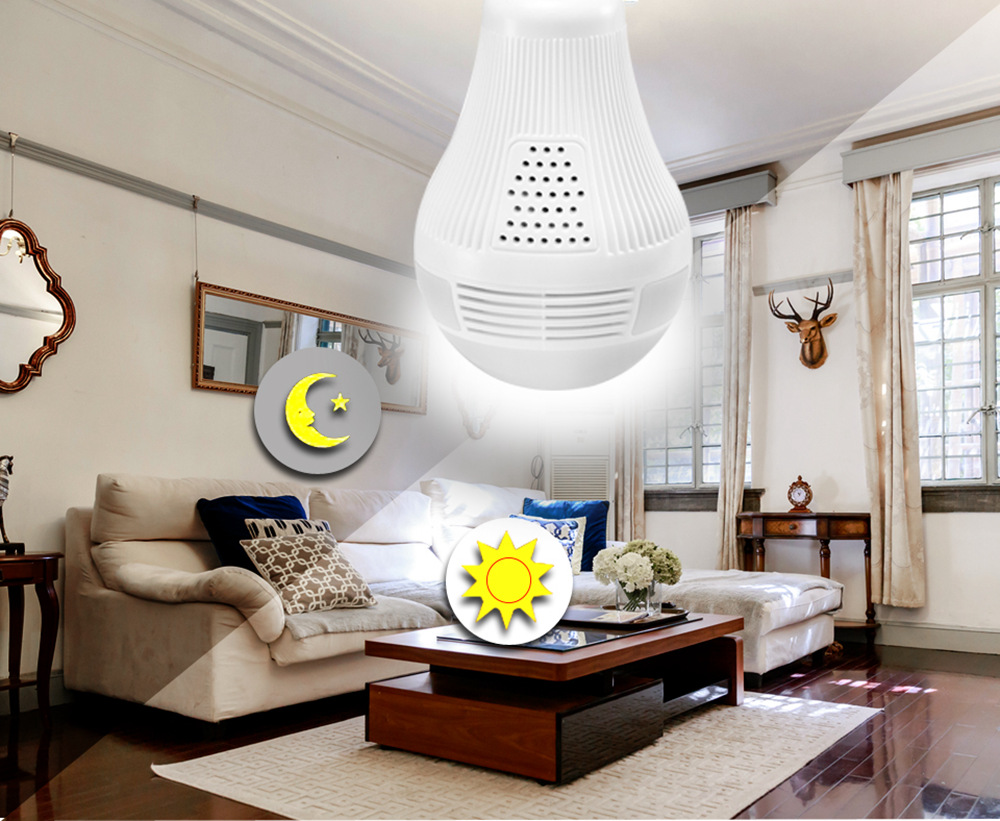 BESDER BES-N703F 1.3MP 960P Wifi Panoramic IP Camera 360 Degree E27 Bulb Light Fisheye Camera - White