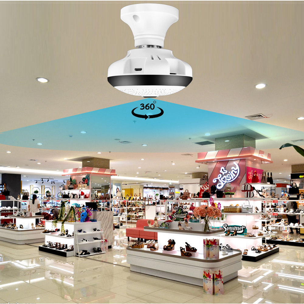 BESDER BES-VR307 2MP 1080P 360 Degree Panoramic WIFI LED Bulb IP Camera E27 IR-CUT Motion Detection - White