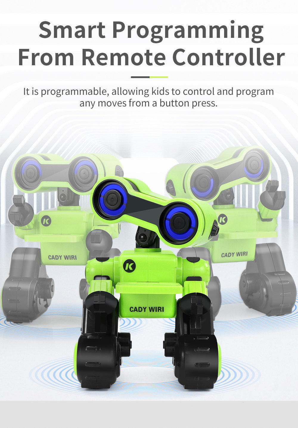 JJRC R13 CADY WIRI Touch Control Programmable Dancing RC Robot Colorful Lights Kids Toys - Yellow