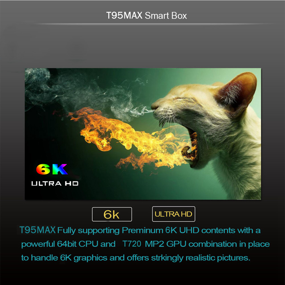 T95 MAX Allwinner H6 4GB/64GB 6K TV Box Android 7.0 WiFi LAN USB3.0 HDMI