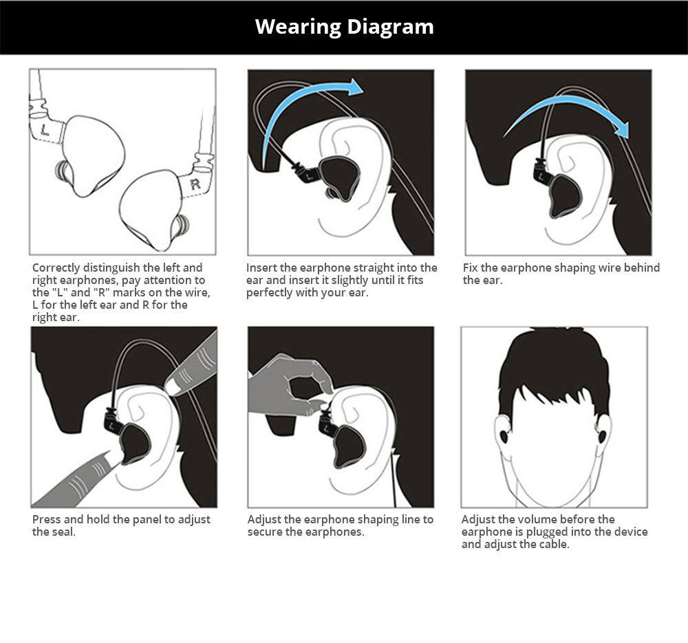 KZ ZSN Wired Earphones Noise Cancelling With Mic - Black