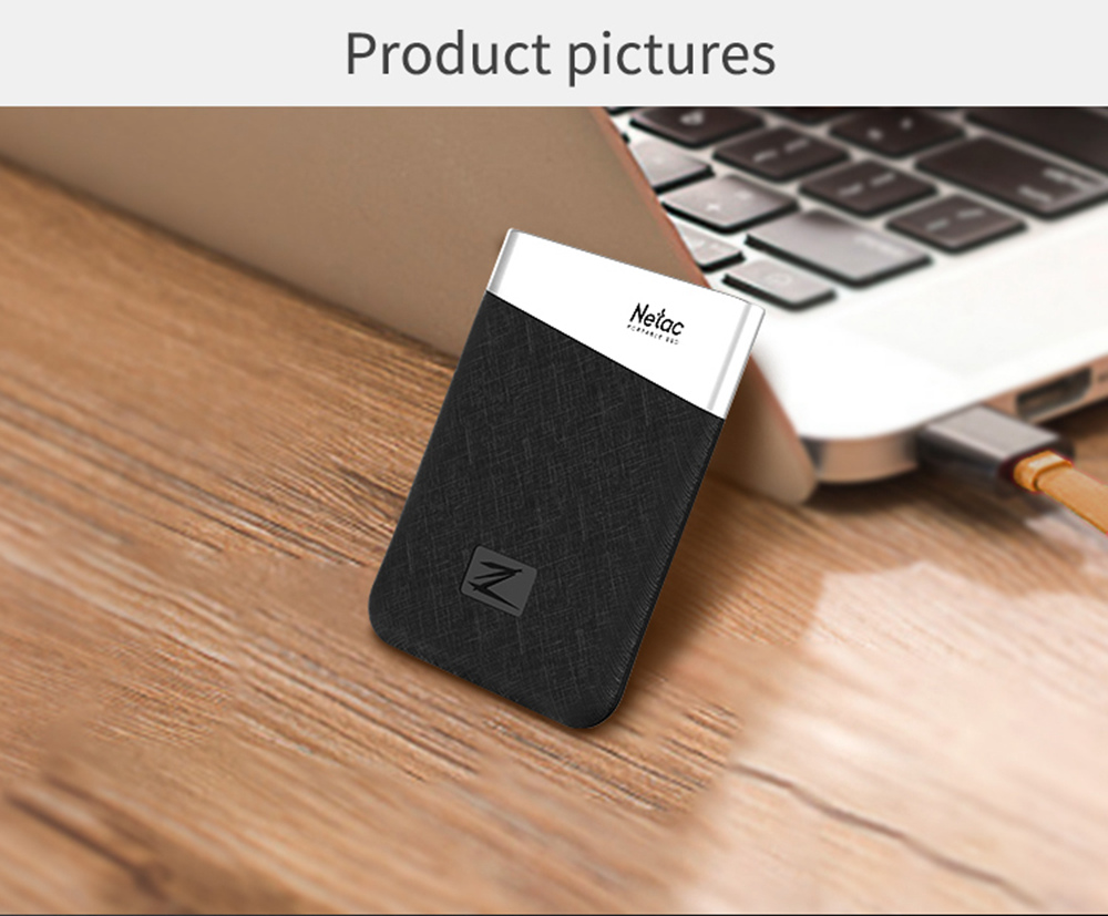 Netac Z6 Portable External 240GB SSD Type-c USB3.1 Solid State Drive 400MB/s Transmission Speed - Black