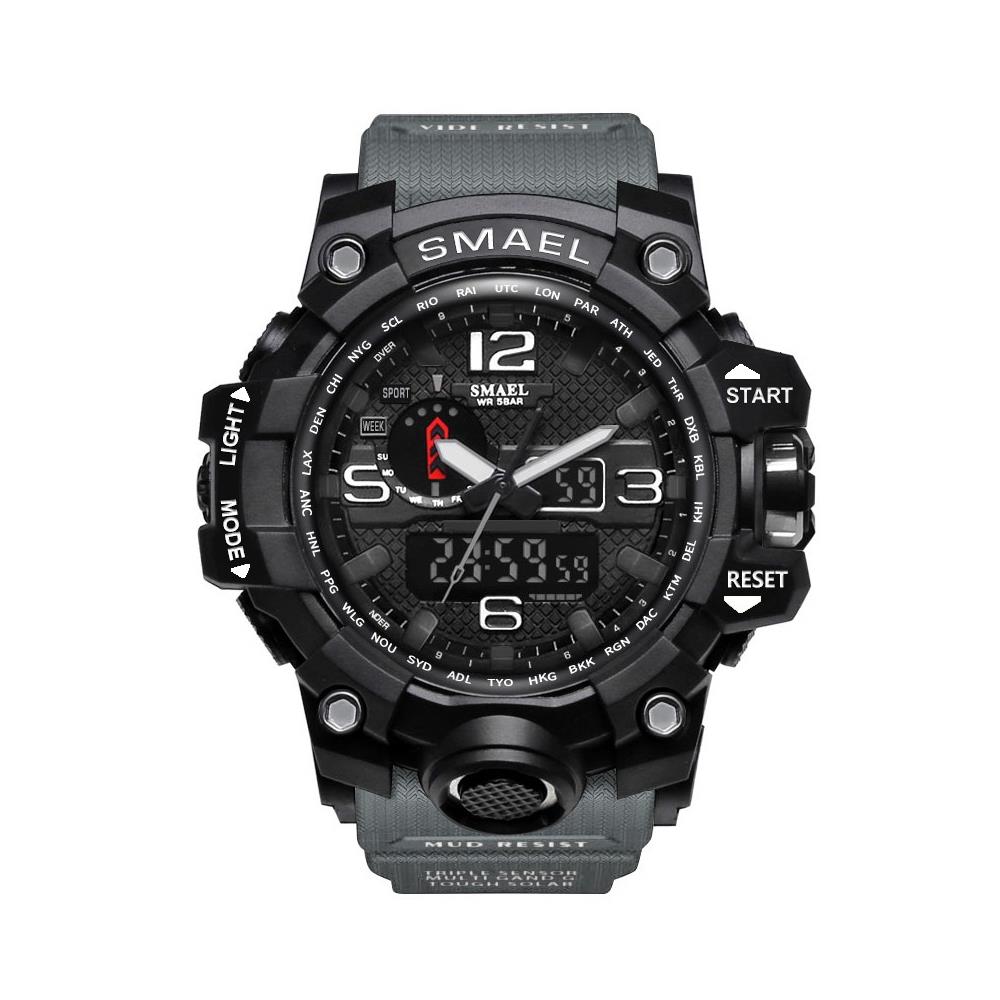 SMAEL SL1545 Men Casual Digital Quartz Sports Wrist Watch - Black + Gray