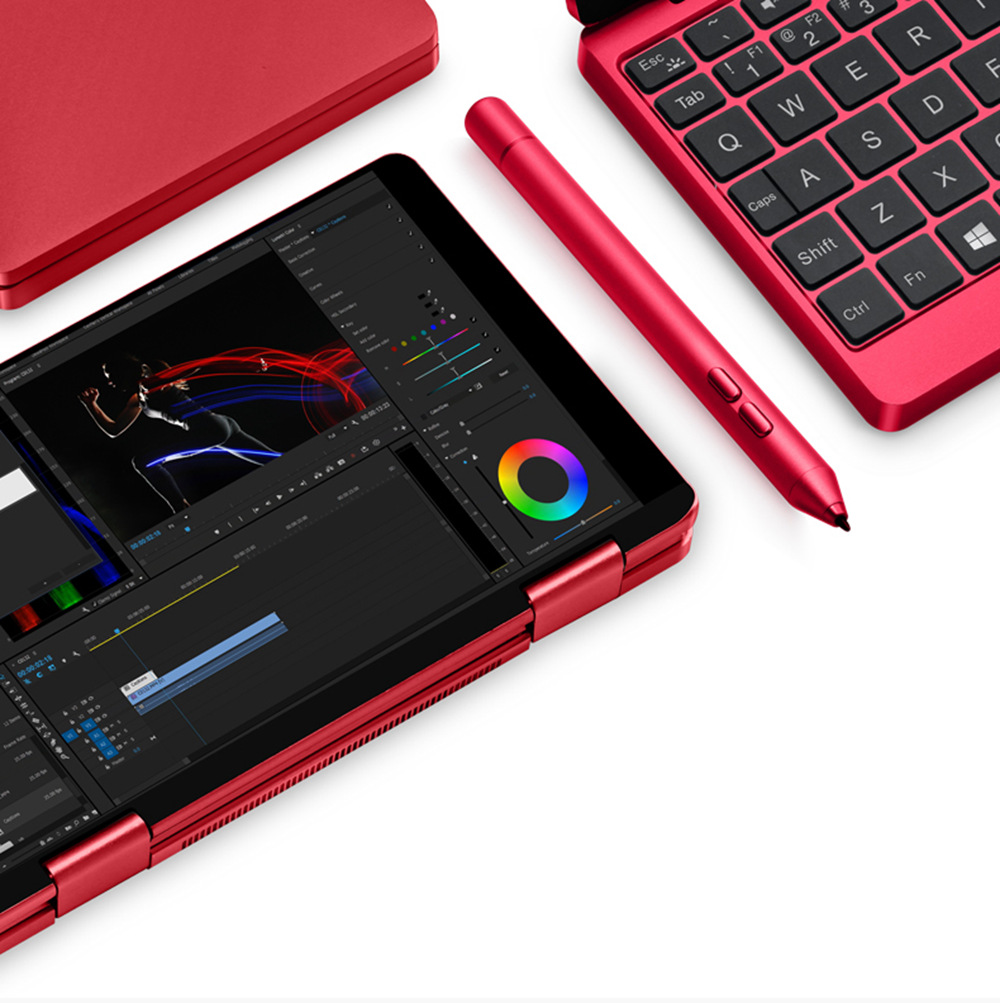 One Netbook One Mix 2S Yoga Pocket Laptop Intel Core M3-8100Y Dual Core Touch ID 7" IPS Screen 1920*1200 Windows 10 8GB DDR3 512GB PCI-E SSD - Red