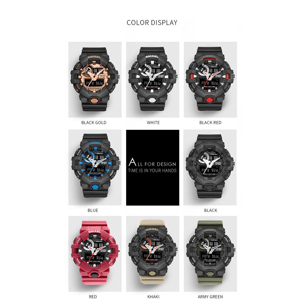 SMAEL 1642 Men Casual Digital Quartz Sports Wrist Watch - Red + Gold