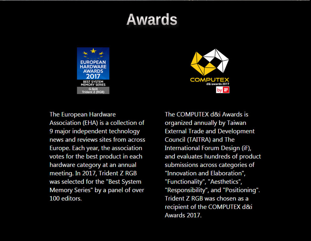 G.SKILL TridentZ RGB Series DDR4 3000MHz 16GB (2 x 8GB) Memory Modules Kit For Desktop Computer - Black