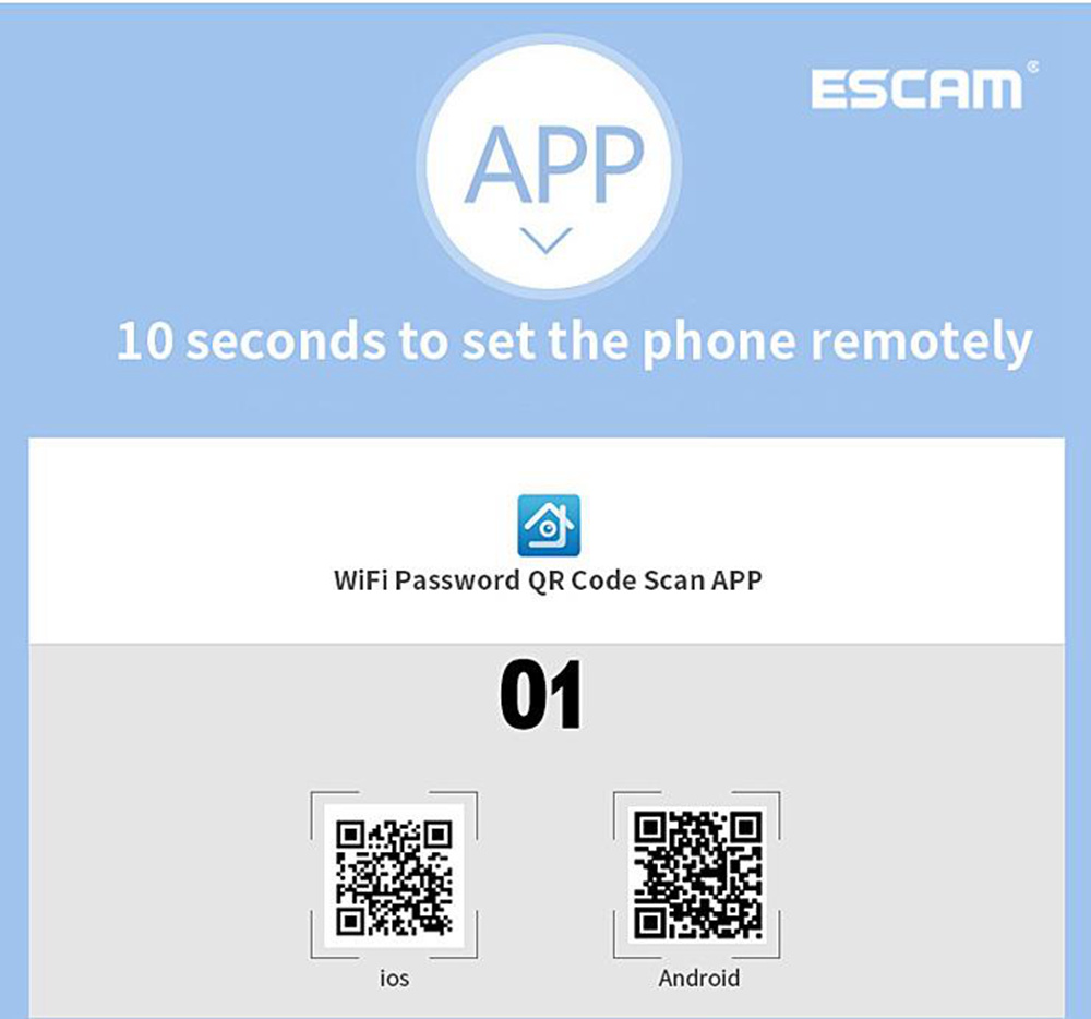 ESCAM QF001 WiFi 720P Smart Wireless Webcam Security Camera - White