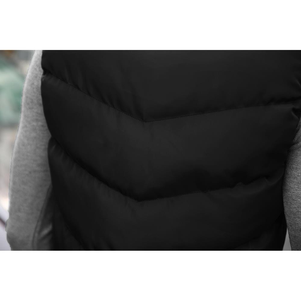Men Winter Fashion Stand Collar Solid Color Cotton Sleeveless Waistcoat Size L - Black