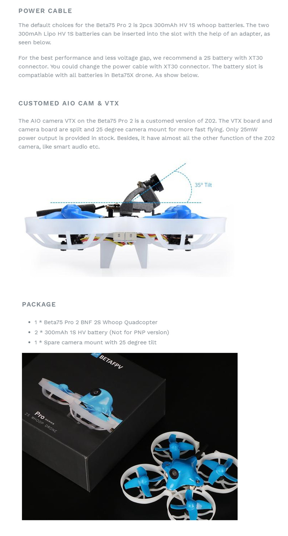 BETAFPV Beta75 Pro 2 75mm Tiny Whoop 1-2S FPV Racing Drone F4 FC OSD 5A ESC 5.8G 48CH VTX Frsky FCC Receiver - BNF