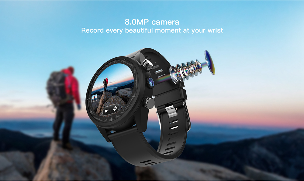Kospet Hope 4G Smartwatch Phone Android 7.1 MTK6737 Quad Core 3G RAM 32G ROM 1.39 inch AMOLED Screen GPS WiFi Heart Rate Monitor PU Strap - Black