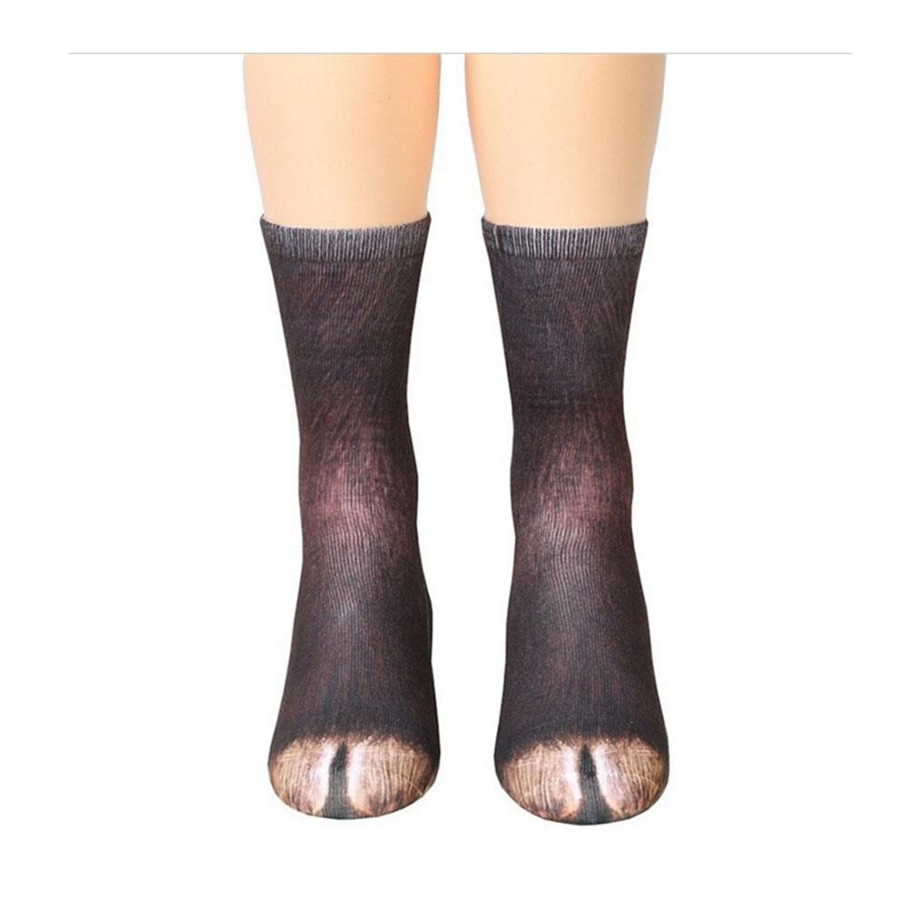 3D Printed Donkey Feet Animal Pattern Unisex Adult Stylish Funny Cotton Socks - Multicolor