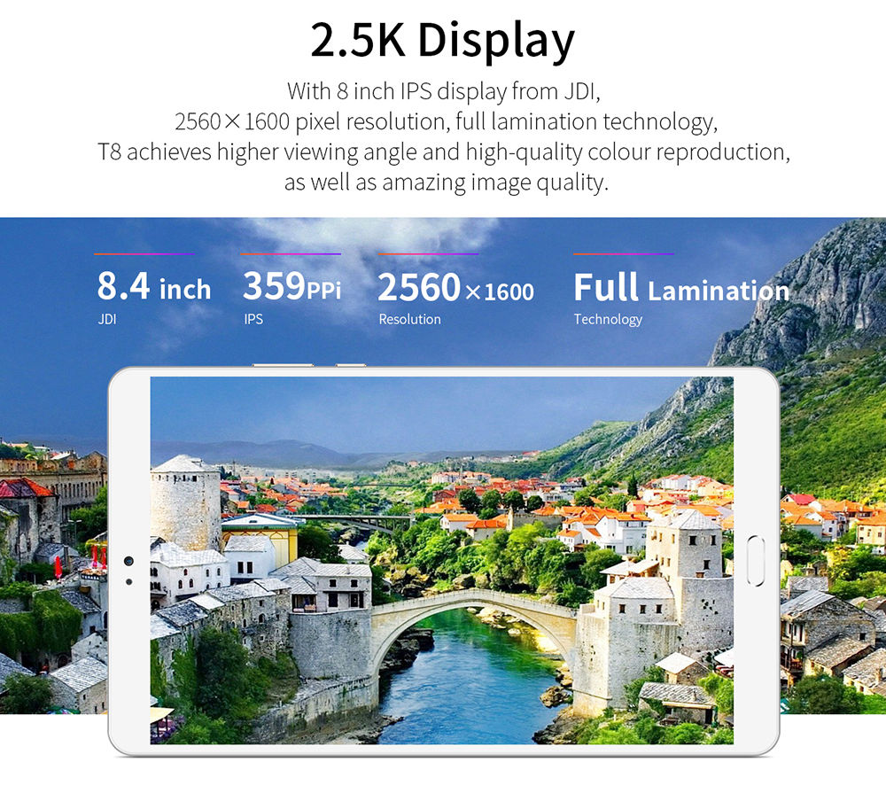 Teclast T8 Tablet MediaTek MT8176 Q Hexa-core 2.1GHz 8.4 Inch 2560x1600 IPS 4GB RAM DDR3L 64GB ROM eMMC WIFI Android 7.0 - White/Gold
