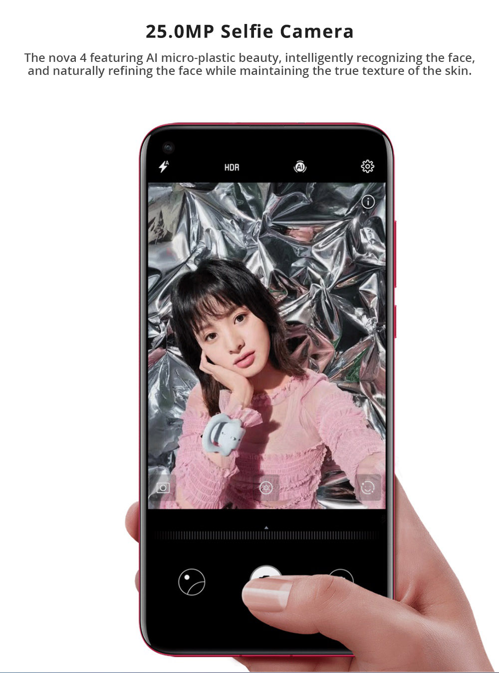 HUAWEI Nova 4 6.4 Inch Hole-punch Display 4G LTE Smartphone Kirin 970 8GB 128GB 20.0MP+16.0MP+2.0MP Triple Rear Cameras Android 9.0 Touch ID Type-C - Blue