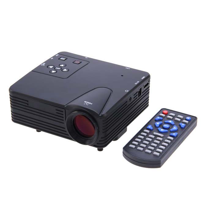 LZ-H80 1080P HD 80 LM Portable LED LCD Game Projector with HDMI SD CARD USB VGA Slots 400:1 Contrast Black