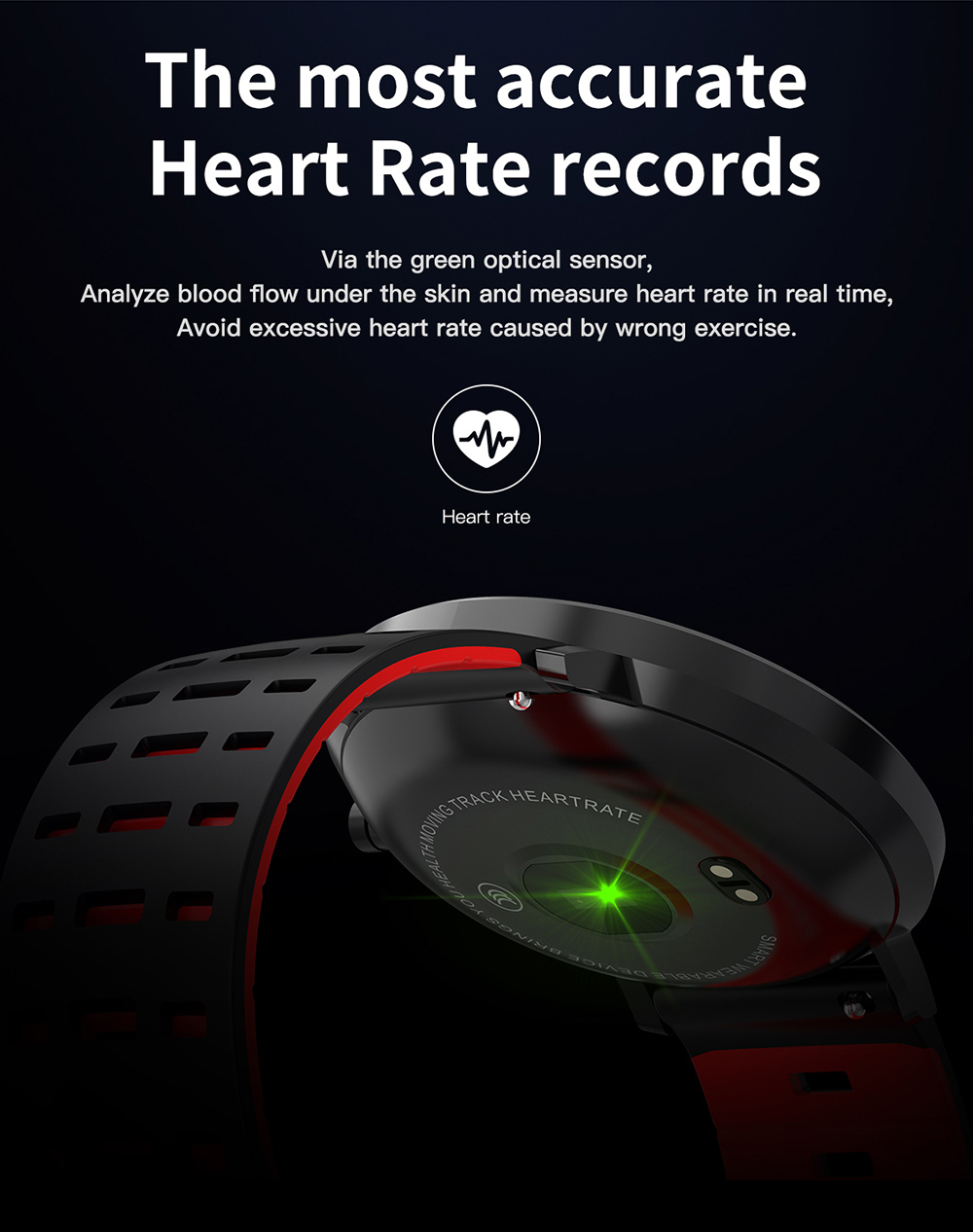 Makibes L6 Smart Watch 1.22 Inch Touch Screen Heart Rate Sleep Monitor IP68 Waterproof Multi-sports Modes Metal Band - Black