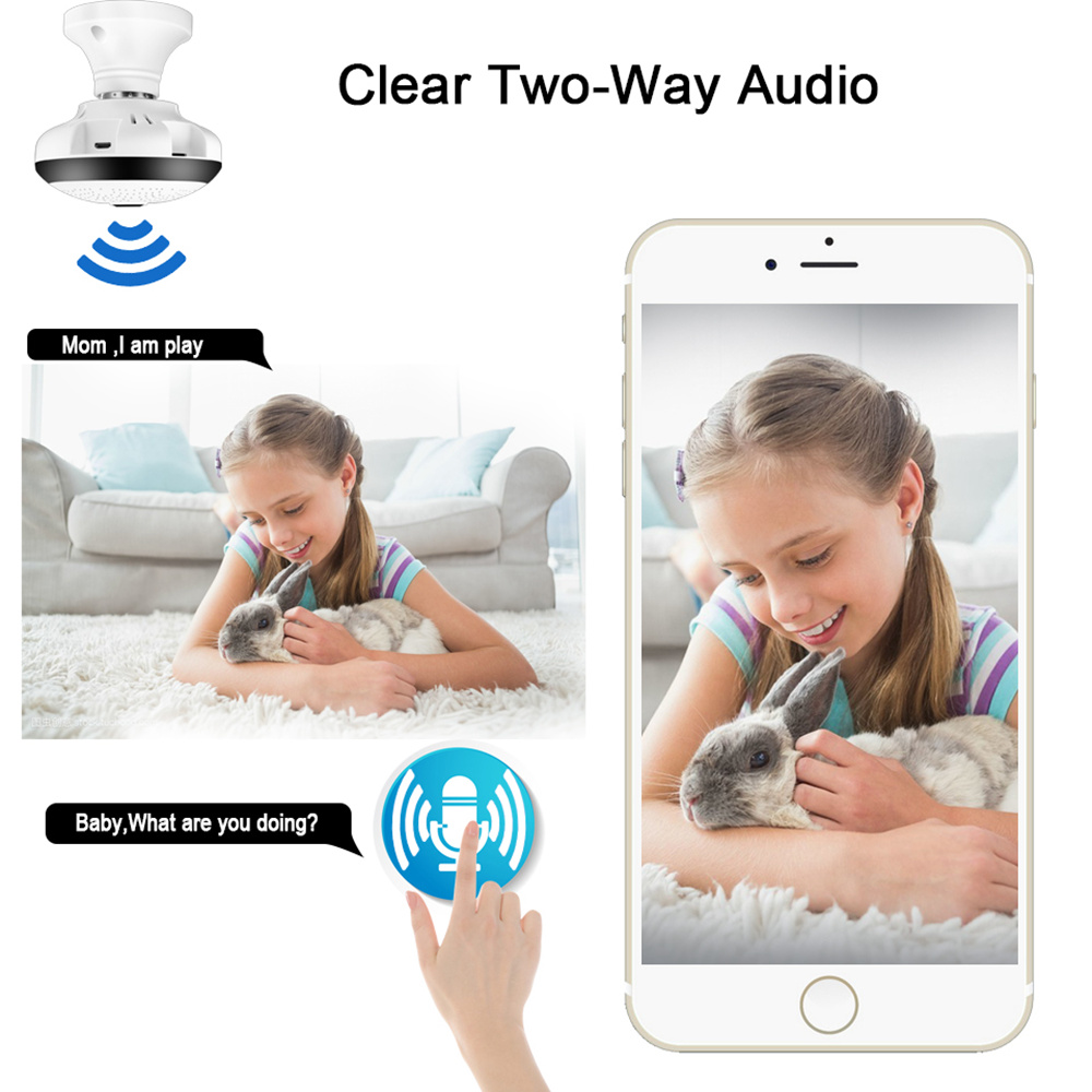 BESDER BES-VR307 2MP 1080P 360 Degree Panoramic WIFI LED Bulb IP Camera E27 IR-CUT Motion Detection - White