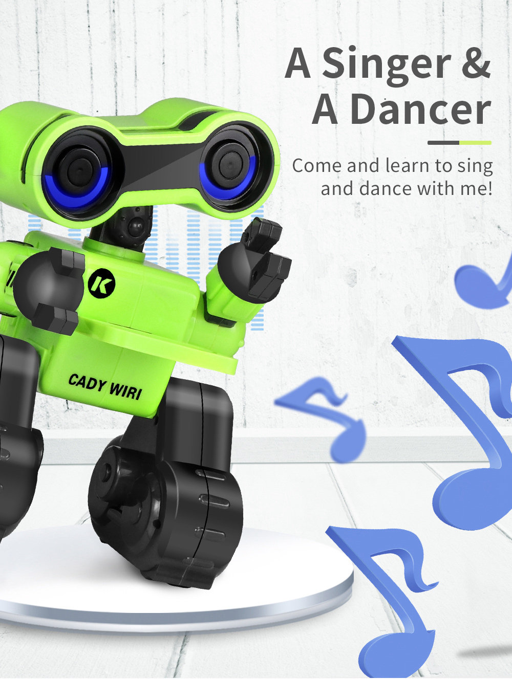 JJRC R13 CADY WIRI Touch Control Programmable Dancing RC Robot Colorful Lights Kids Toys - Green