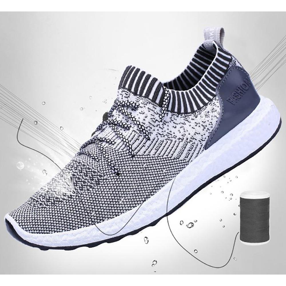Men Casual Mesh Fabric Lace-up Sports Shoes EU43 - Black