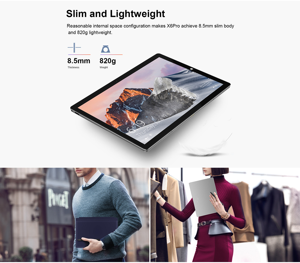 Teclast X6 Pro 2 in 1 Tablet PC Intel Core m3-7Y30 Dual Core 12.6" IPS 3K 2880*1920 8GB RAM 256GB SSD Windows 10 - Silver