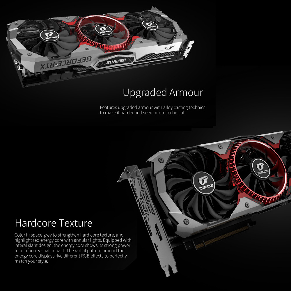 Colorful iGame GeForce RTX 2080 Advanced OC Video Graphics Card GDDR6 8GB 256Bit 1515-1800MHz 3DP+HDMI+USB Type-C - Gray