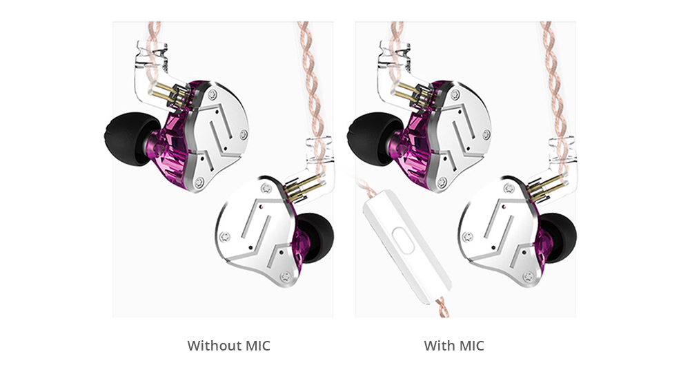 KZ ZSN Wired Earphones Noise Cancelling With Mic - Black