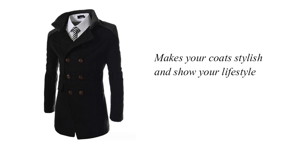 C01 Men Winter Casual Warm Turn-down Collar Coat Windbreaker Jacket Size 3XL - Black