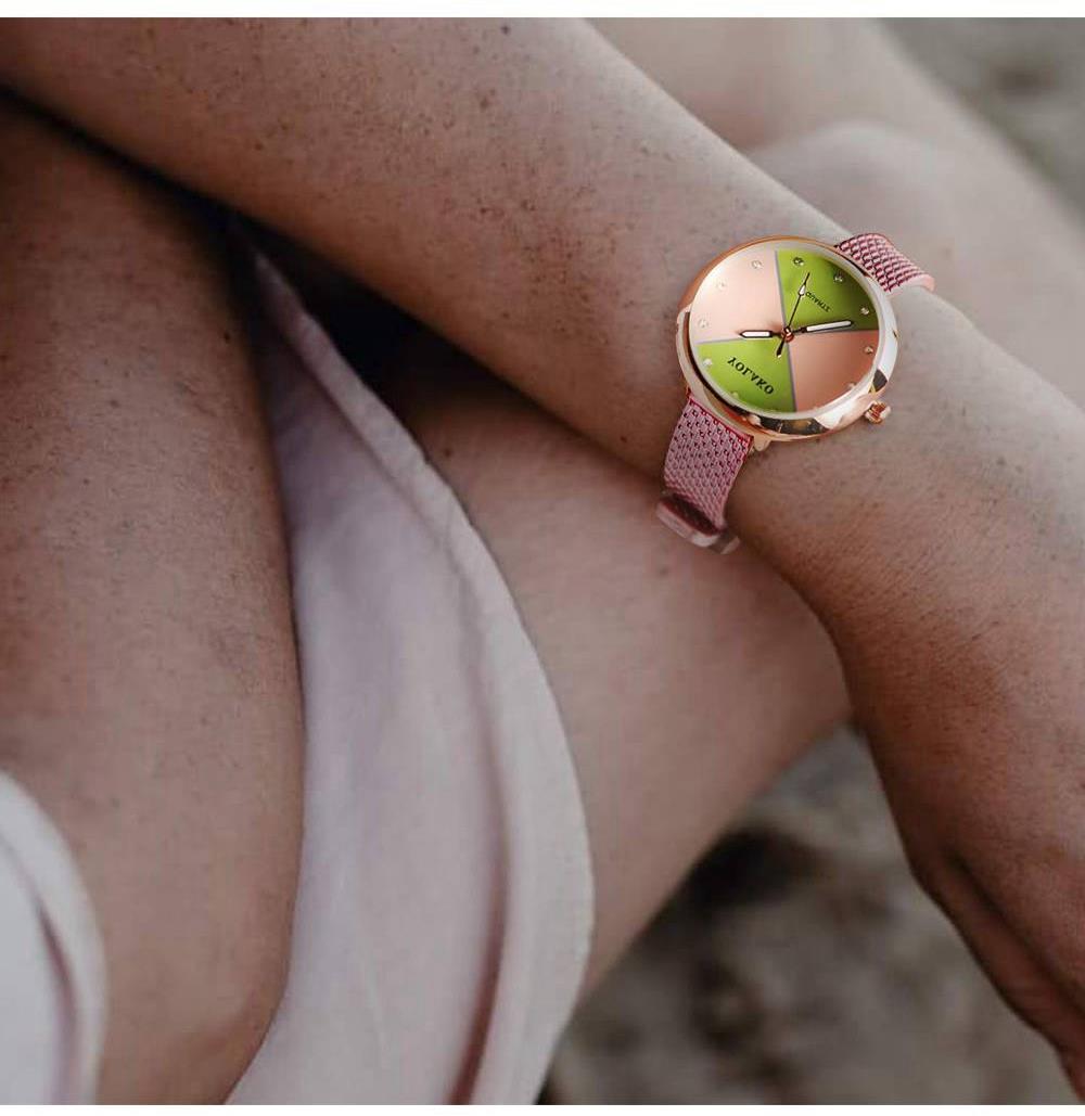 YOLAKO YK34 Women Quartz Watch Plastic Leather Strap Fashion Casual Watches - Fuchsia