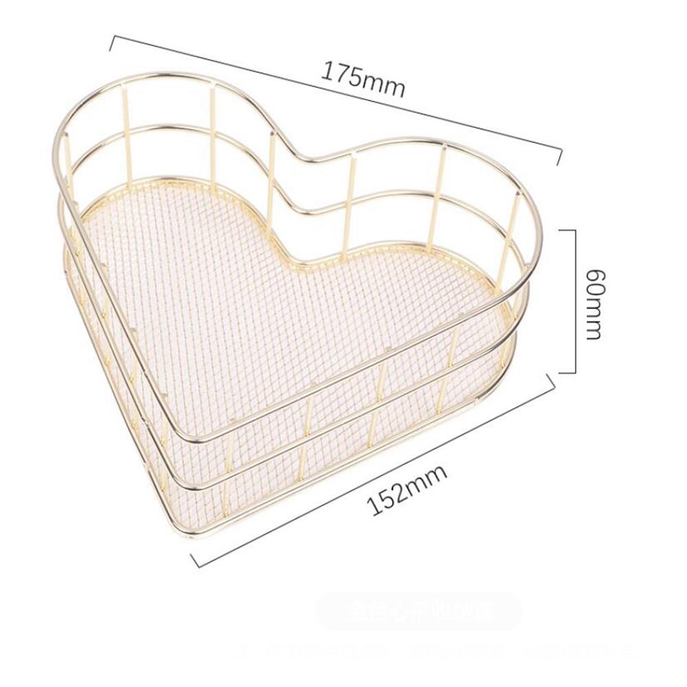 Metal Heart-shaped Iron Storage Basket Holder Cosmetic Sundries - Gold
