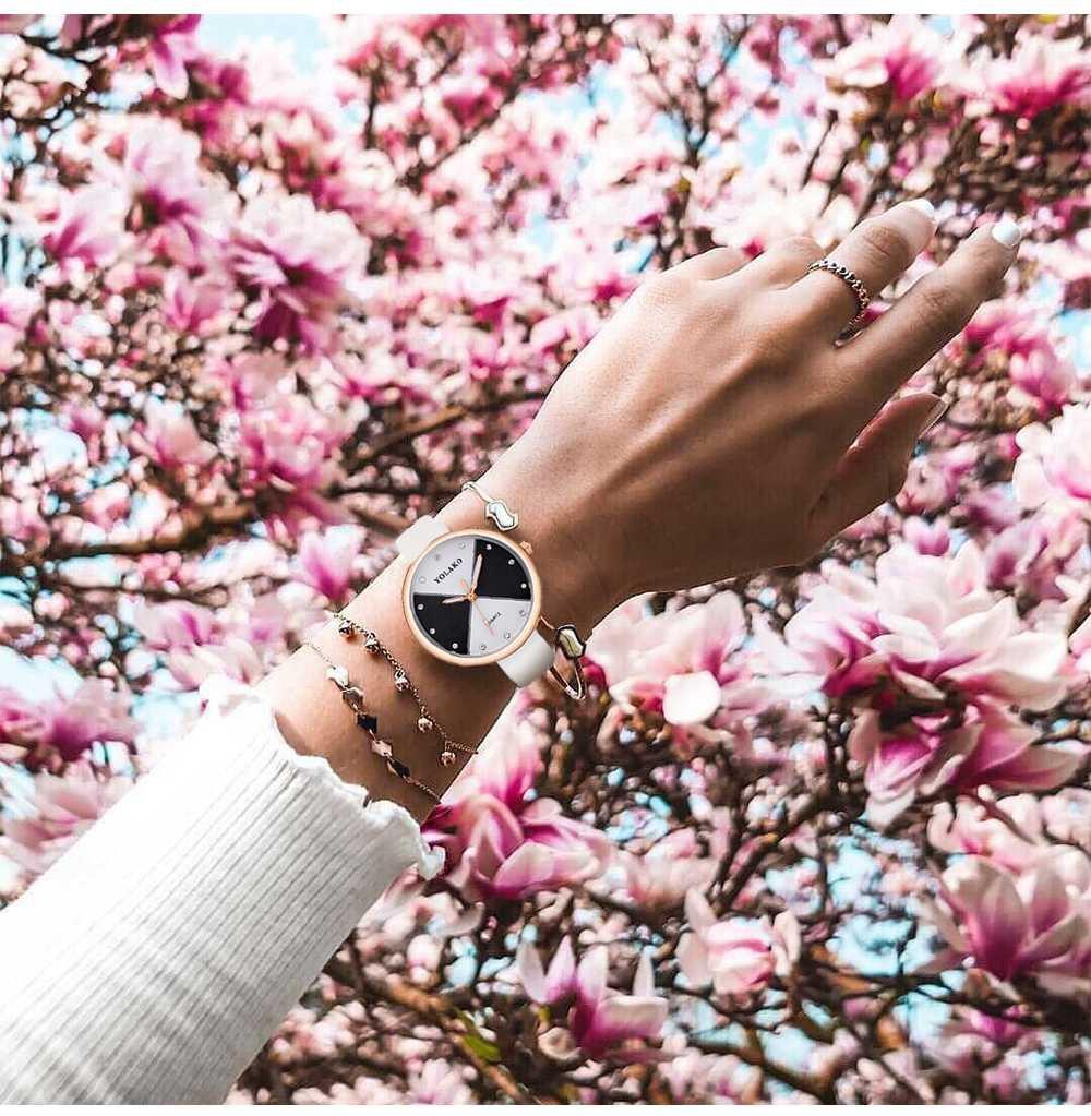 YOLAKO YK35 Women Quartz Watch PU Leather Strap Fashion Casual Watches - Light Blue