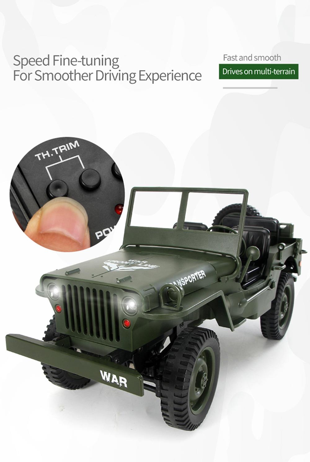 JJRC Q65 Transporter-6 2.4G 1:10 4WD Convertible Jeep Off-road RC Car Military Truck with Car Cloak RTR - Army Green