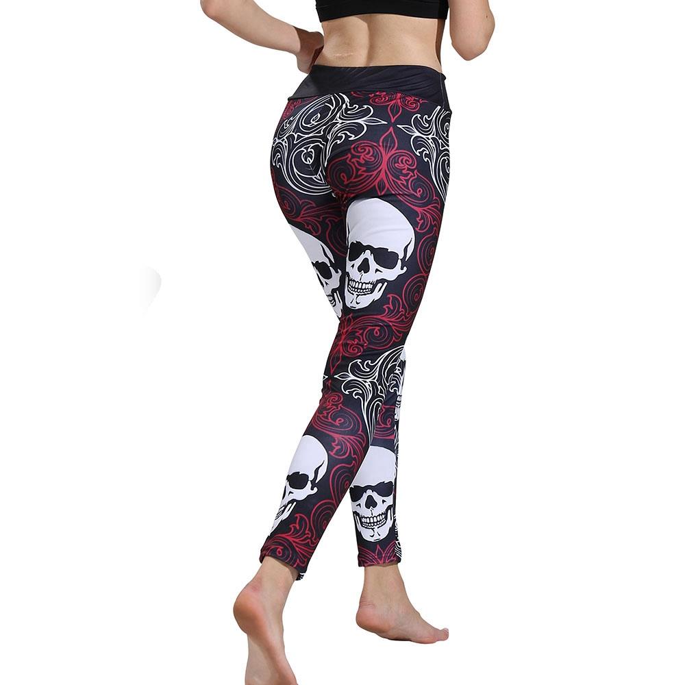 CK2241 Women Skeleton Pattern Yoga Pants High-waist Leggings Size S - Fuchsia