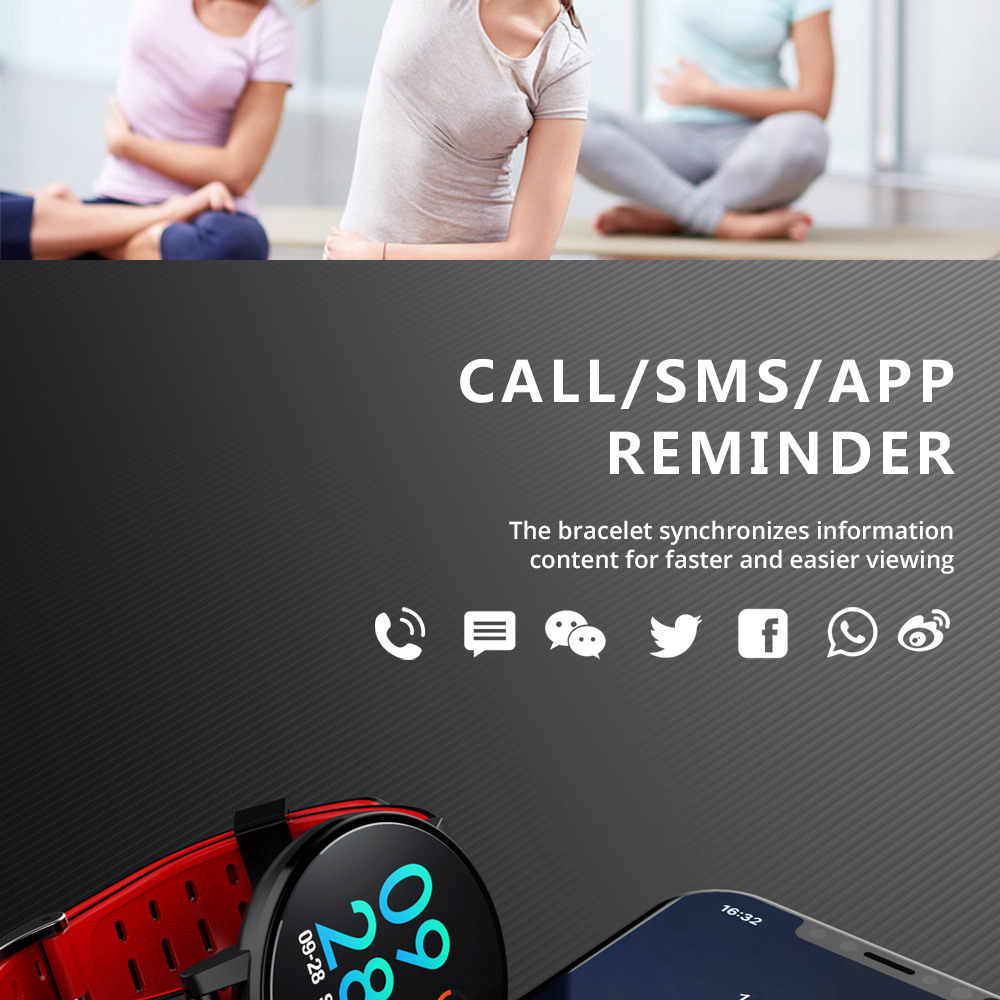 Makibes T3 Smart Watch 1.3 Inch IPS Screen Heart Rate Blood Pressure Monitor IP67 - Black