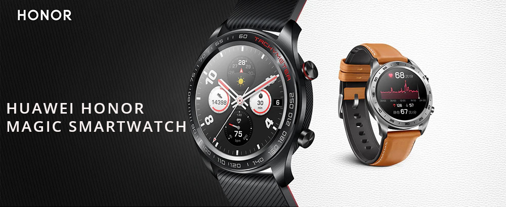 Huawei Honor Magic Smart Watch 1.2 Inch AMOLED Color Screen Built-in GPS NFC Payment Heart Rate Monitor 5ATM Waterproof - Black