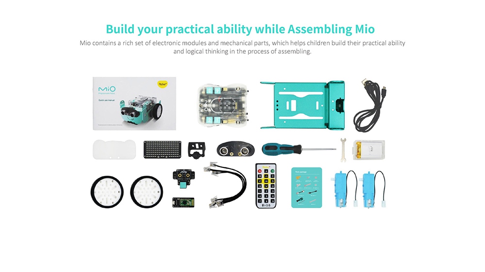 Robo3 Mio STEAM Obstacle Avoidance Tracking Mode RC Robot Bluetooth Remote Control Graphic Programming