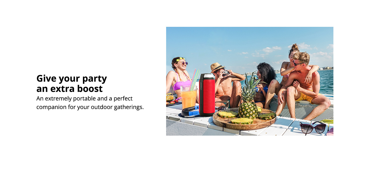 Tronsmart Element T6 25W Portable Bluetooth Speaker with 360 Degree Stereo Sound and Built-in Microphone - Black