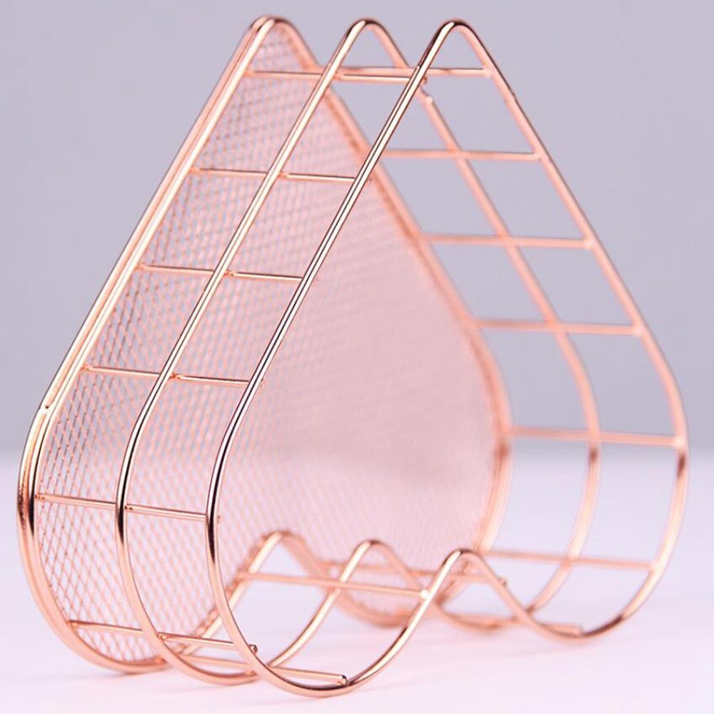 Metal Heart-shaped Iron Storage Basket Holder Cosmetic Sundries - Gold
