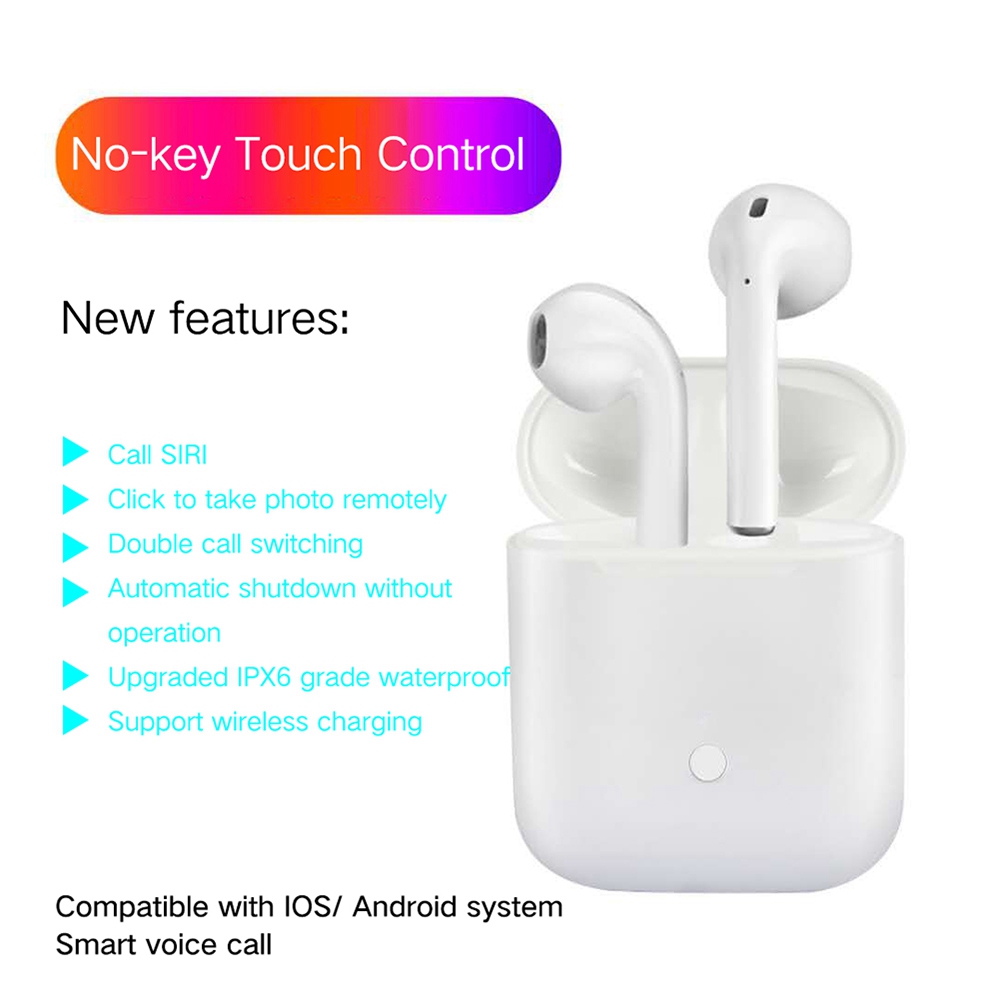 LK TE8 Wireless Bluetooth 5.0 Earbuds Touch Control Wireless Charging 3D Surround Sound Binaural Calls - White