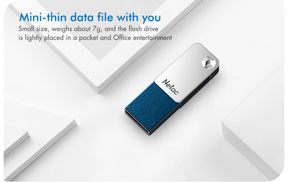 Netac U329 16GB USB Flash Drive Zinc Alloy - Silver + Blue